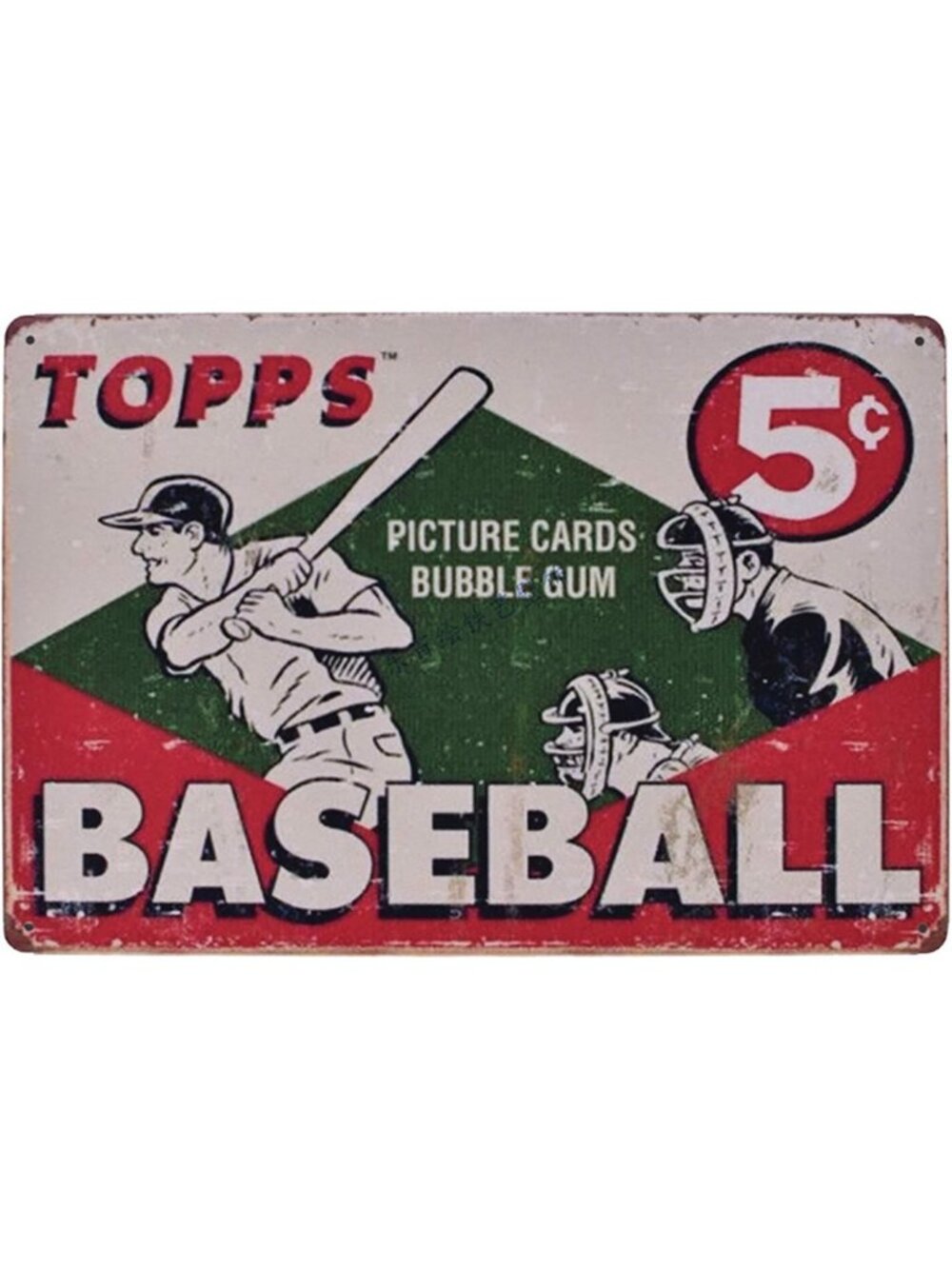 Topps Baseball 5c Bubble Gum Baseball Tin Metal Wall Art Sign 8x12